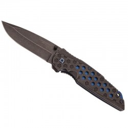 Couteau de poche pliable au motif alvéolaire bleu et noir Herbertz