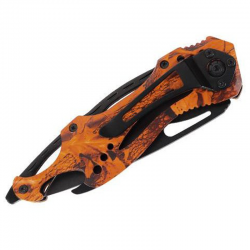 Couteau Herbertz inox camouflé orange 12cm plié avec zoom sur clip