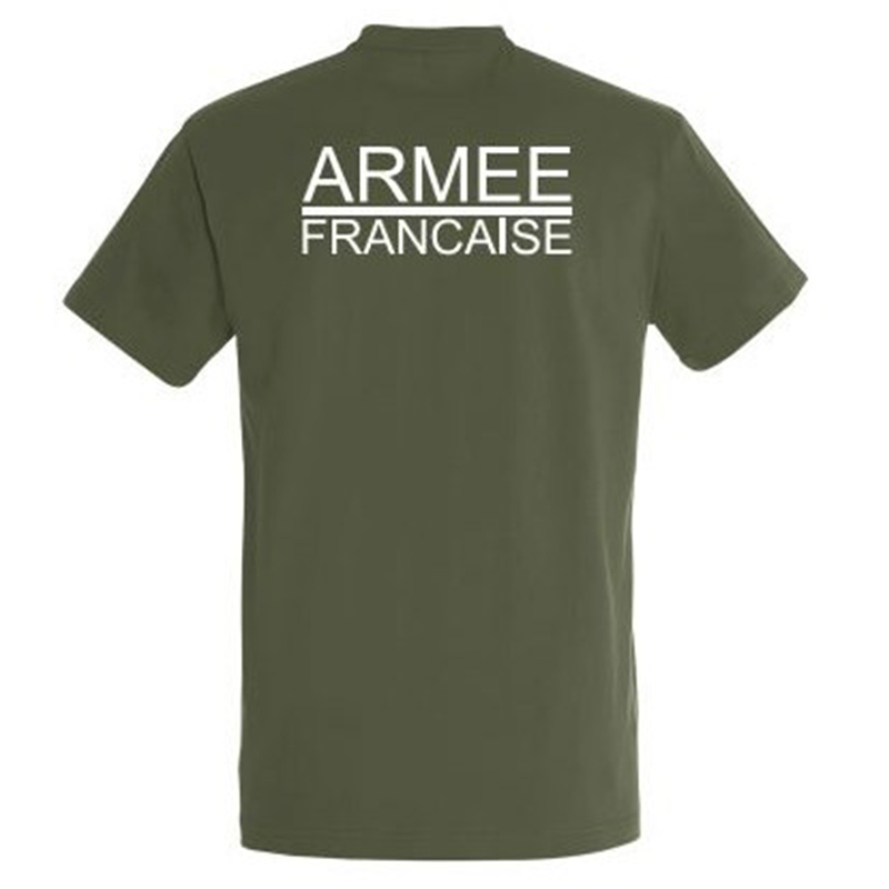 T-Shirt Impression Armée Française Vert Armée de Dos