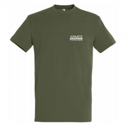 T-Shirt Impression Armée Française Vert Armée de Face