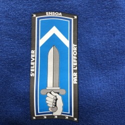 Logo ENSOA bleu en application par flocage