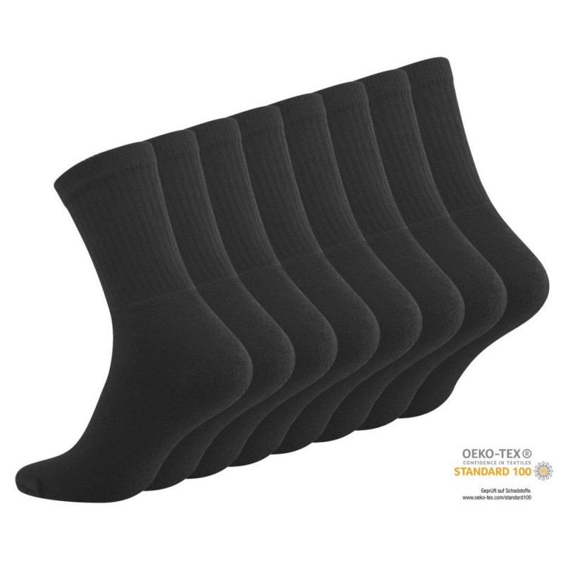 Chaussettes de sport noires vendu en pack de 8