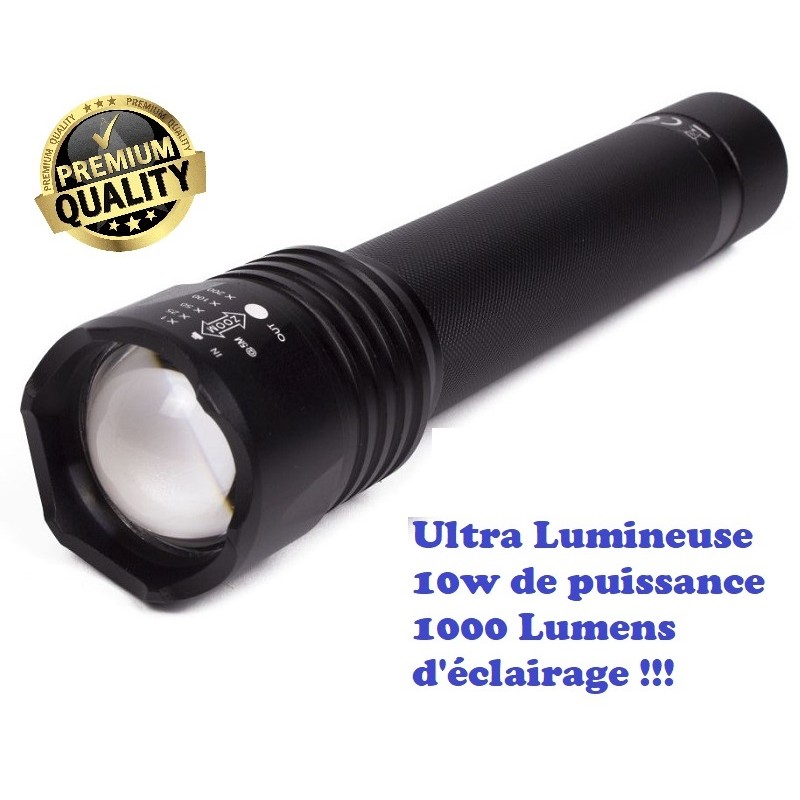 Lampe Torche Tactique Ultra lumineuse 1000 Lumens 10W