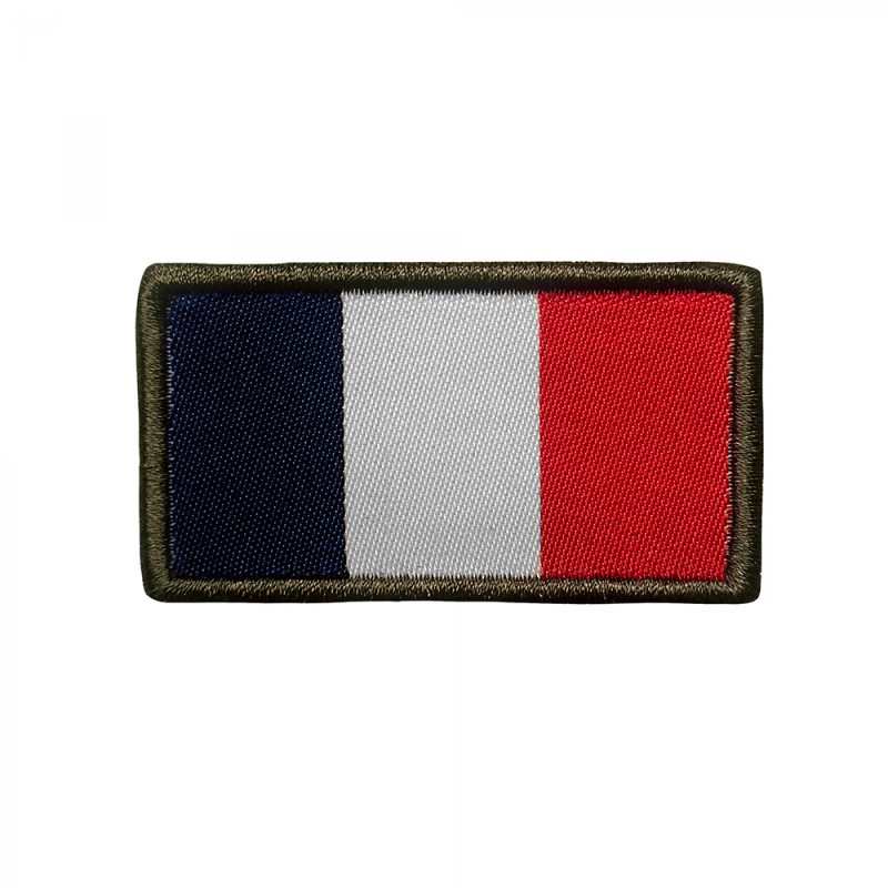 Ecusson patch rectangle du drapeau Français, bleu, blanc, rouge, tissé monté sur velcro