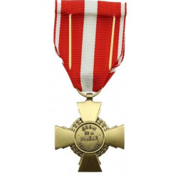 Médaille en forme de croix en bronze avec inscription sur le revers de la médaille “Croix de la Valeur Militaire”