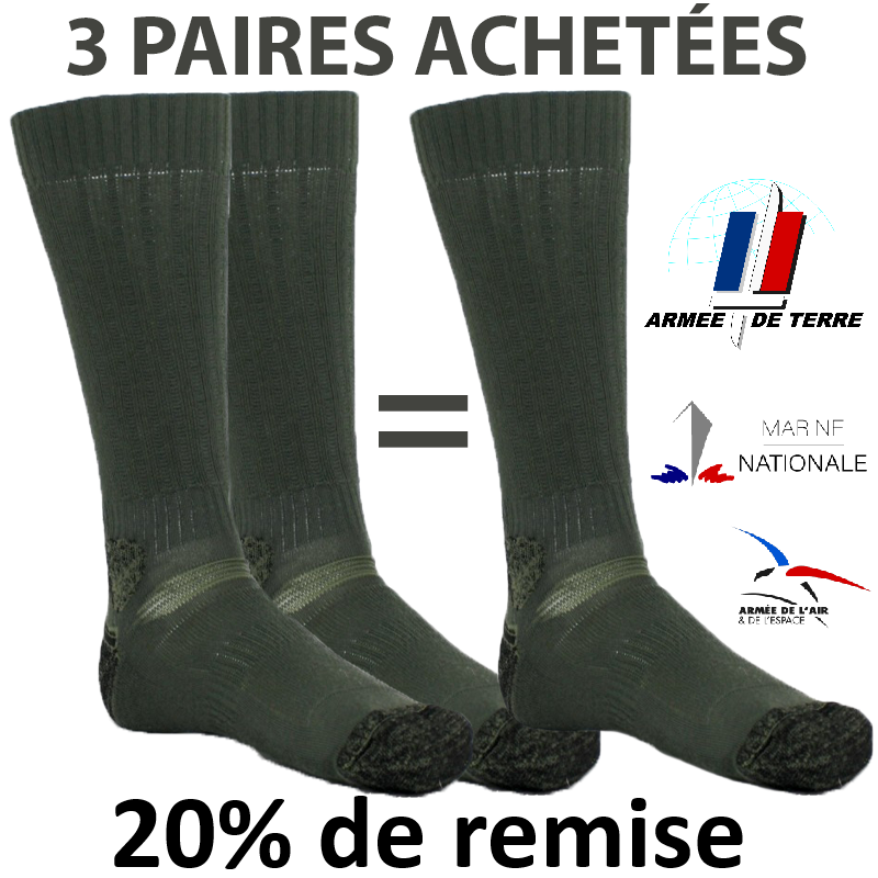 Lot de 3 paires de chaussettes coolmax Armée Française