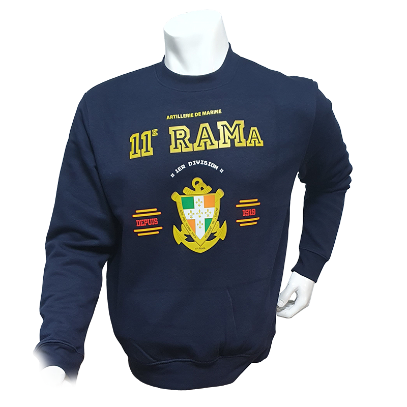 Sweat shirt tradition du 11ème Régiment d'Artillerie de Marine RAMa de Rennes (35)