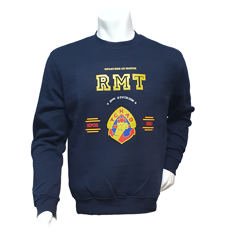 Sweat Shirt Tradition du Régiment de Marche du Tchad  (RMT) des Troupes de Marine