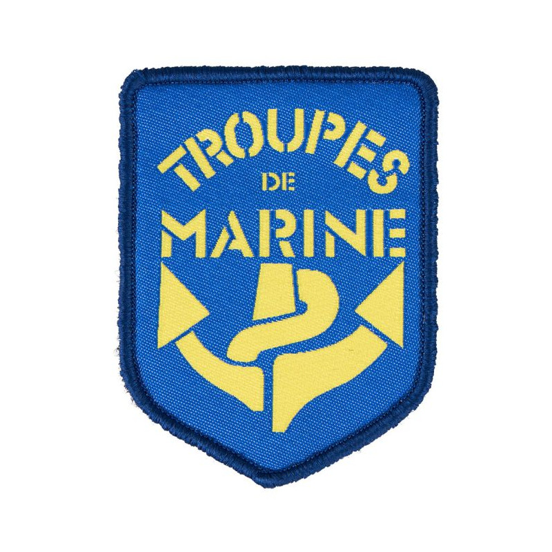Ecusson patch bouclier en tissu tissé Troupes de Marine