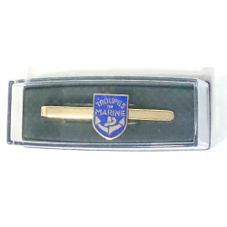 Pince à cravate OR avec blason bleu Troupes de Marine en boite