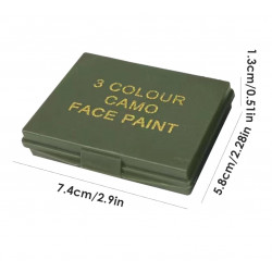 Grimage 3 couleurs (vert, brun, noir) dans une boîte plastique kaki munie d'un miroir.
