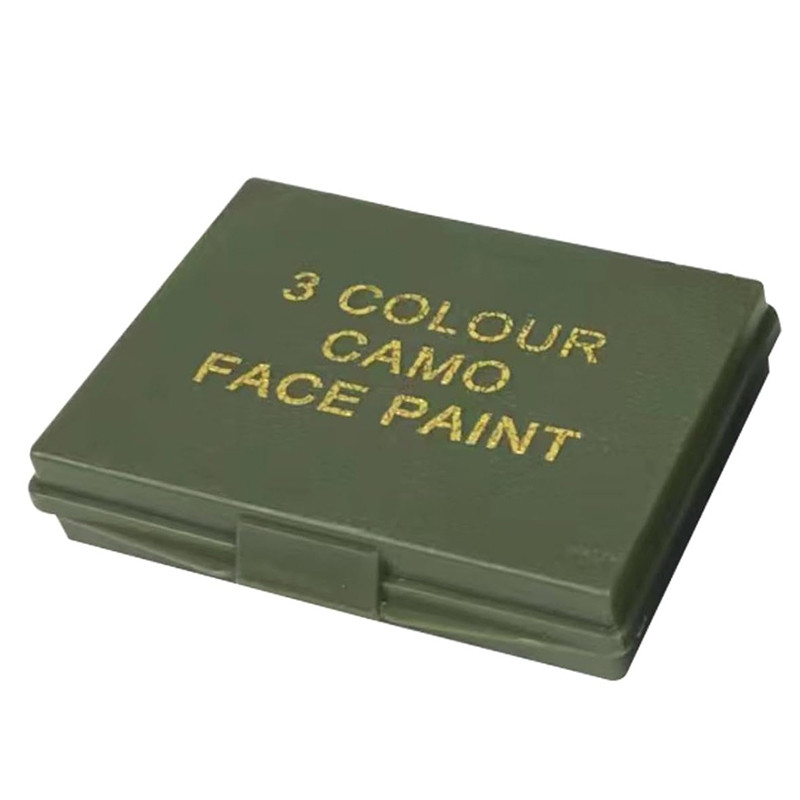 Grimage 3 couleurs (vert, brun, noir) dans une boîte plastique kaki munie d'un miroir.