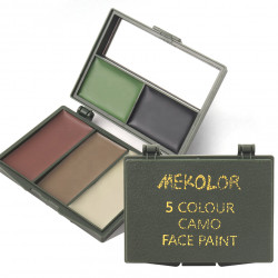 Grimage 5 couleurs (vert, vert clair, brun clair, brun sombre, noir) dans une boîte plastique kaki munie d'un miroir.