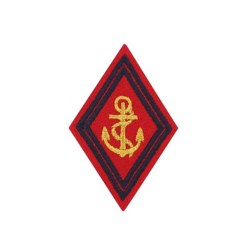 Ecusson bras losange à fond rouge brodé or Artillerie de Marine