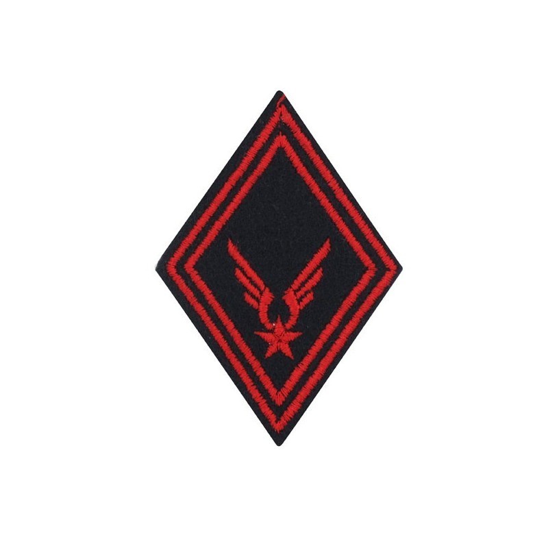 Ecusson de bras losange Troupe Infanterie ALAT brodé rouge sur un fond noir