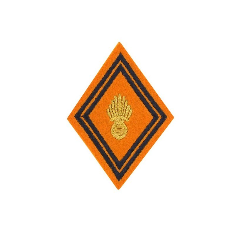 Ecusson de bras losange troupe d'unité géographique brodé or et noir sur un fond orange